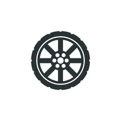 Vector sign of the Car wheels symbol is isolated on a white background. Car wheels icon color editable.