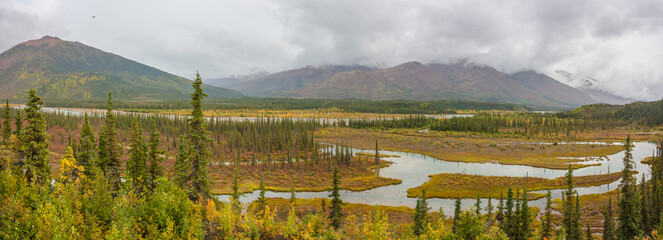 USA, Alaska. Fall colors in the tundra on the Dalton Highway to Prudhoe Bay on the North Slope.