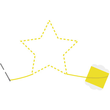 黄色の糸の星型の刺繍