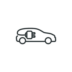 Vector sign of the Eco friendly auto or electric vehicle symbol is isolated on a white background. Eco friendly auto or electric vehicle icon color editable.