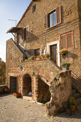 Streets of medieval town of Sutri in Lazio in Italy