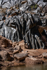 USA, Arizona. Canyon wall detail, Vishnu Shist, float trip in Grand Canyon National Park.