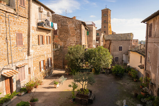 Streets of medieval town of Sutri in Lazio in Italy