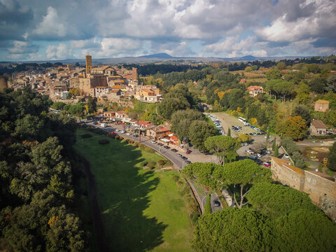 Aerial view of medieval town of Sutri in Lazio, Italy