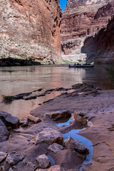 USA, Arizona. Float trip down the Colorado River, near Redwall Cavern, Grand Canyon National Park.