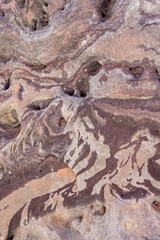 USA, Arizona. Geological formations, canyon wall detail, 75 Mile Creek, hiking from the Colorado River, Grand Canyon National Park.