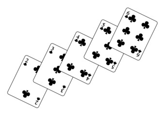 Clubs Playing Cards Flush