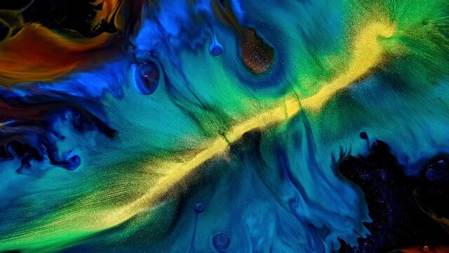 Technology Abstract Color Paint Pattern Moving Dripping Chaos Display Background Color Slow Motion Macro