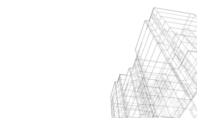 Wire-frame model of a multi-storey building