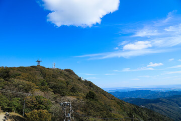 【茨城県つくば市】筑波山山頂と青空風景