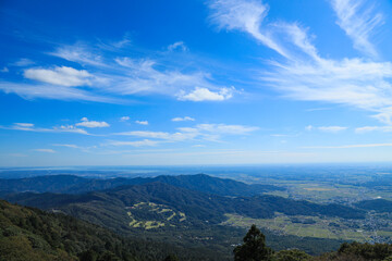 【茨城県つくば市】筑波山山頂と青空風景