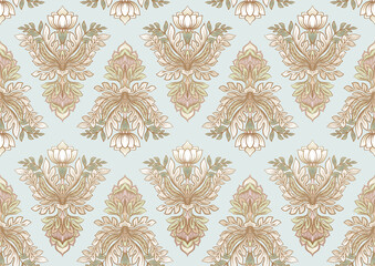 Classical luxury old fashioned damask ornament, royal victorian floral baroque. Seamless pattern, background. Vector illustration.