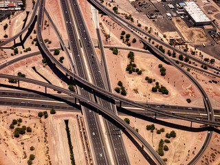 Freeway interchange from the air, Phoenix, Arizona