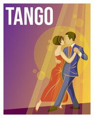 man and woman dancing tango poster concept EPS10