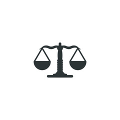 Vector sign of the Law scale symbol is isolated on a white background. Law scale icon color editable.
