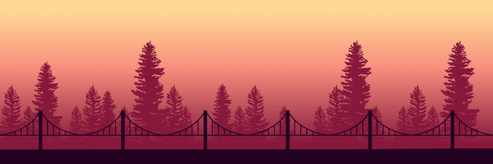 simple sunset landscape flat design vector illustration good for web banner, ads banner, tourism banner, wallpaper, background template, and adventure design backdrop