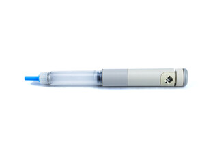 Grey syringe pen on a white background