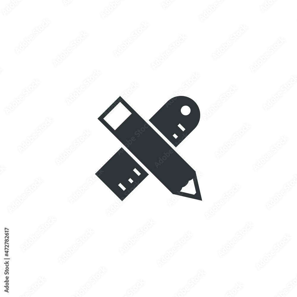 Poster vector sign of the pencil and ruler symbol is isolated on a white background. pencil and ruler icon 