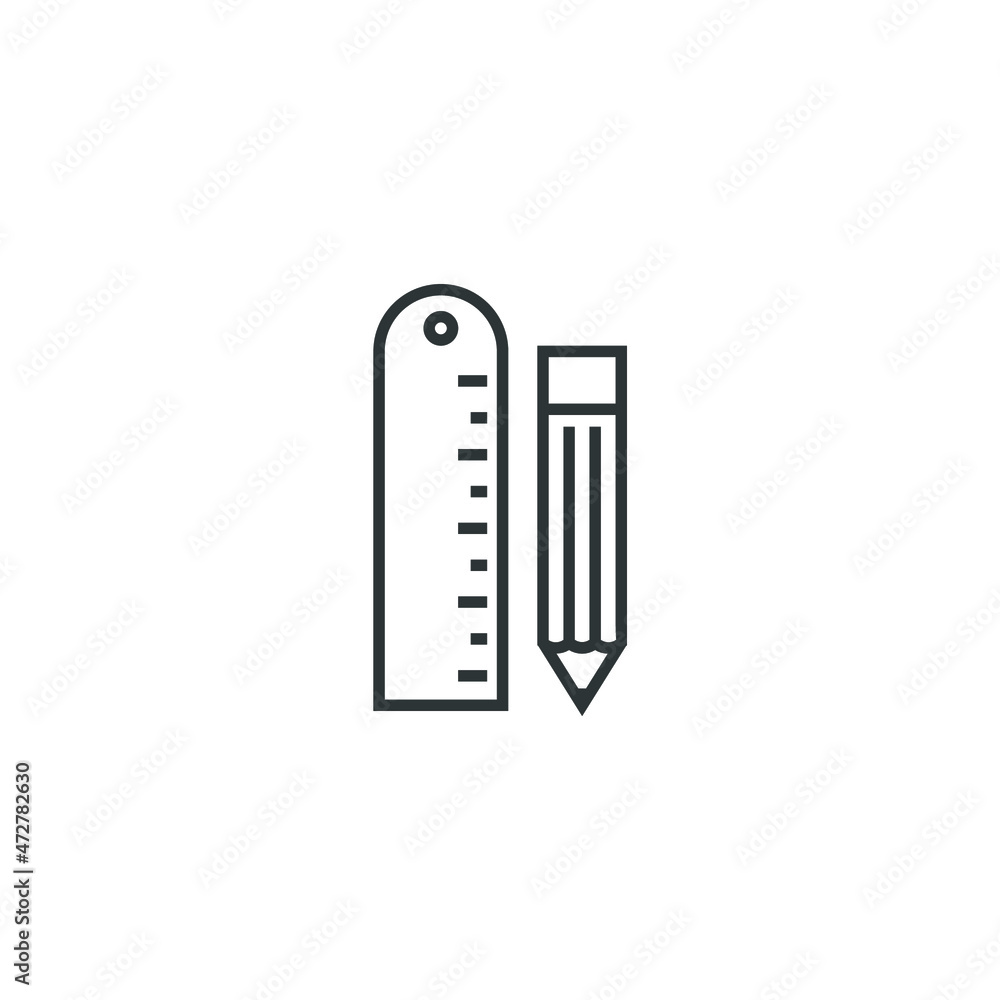 Poster vector sign of the pencil and ruler symbol is isolated on a white background. pencil and ruler icon 