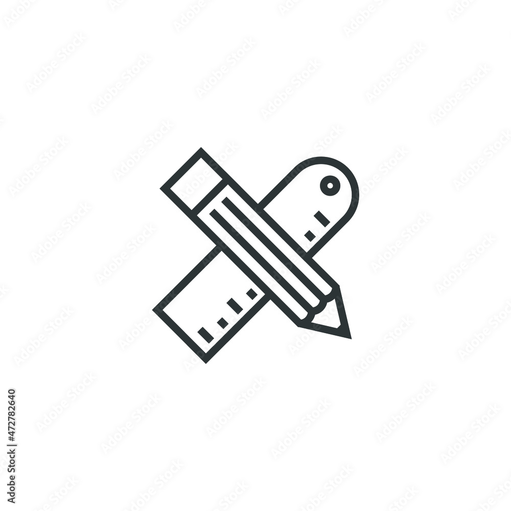 Poster vector sign of the pencil and ruler symbol is isolated on a white background. pencil and ruler icon 