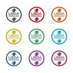 Obraz premium Symbol USDA for organic food icon isolated on white background, color set