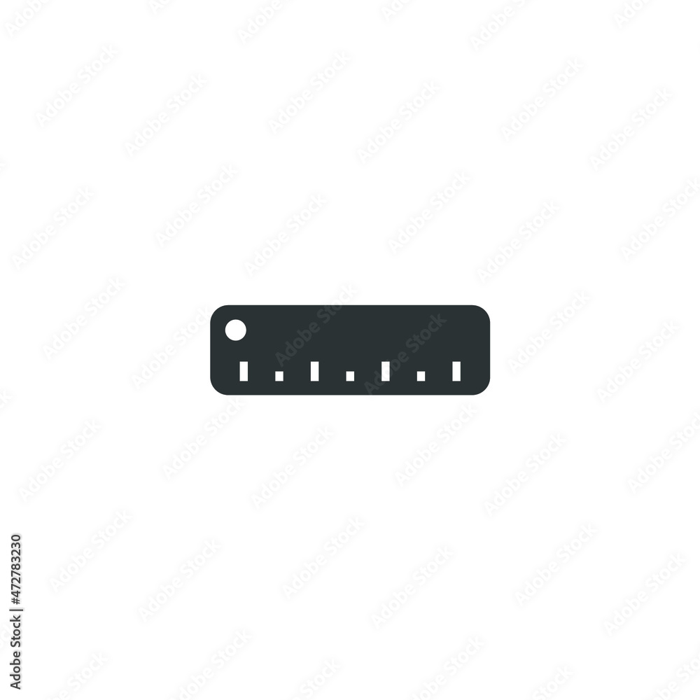 Poster vector sign of the ruler symbol is isolated on a white background. ruler icon color editable.