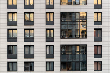 pattern from the windows of a multi-storey residential building