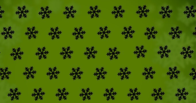 Digitally generated image of snowflakes pattern with copy space on green background © vectorfusionart