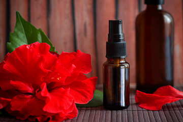 brown glass bottle for cosmetics or essential oils © Екатерина Богачева