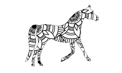 Fototapeta na wymiar Horse Coloring Page for Adults & Kids