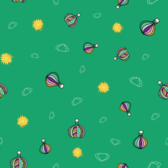 Vector Green small hot air ballon background pattern