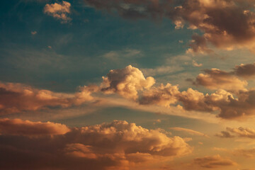 Warm Clouds at Sunset like an Oils Paint