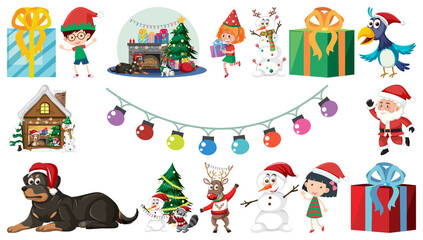 Naklejka premium Isolated Christmas Objects And Elements Set