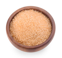sugar in bowl isolated on white background.