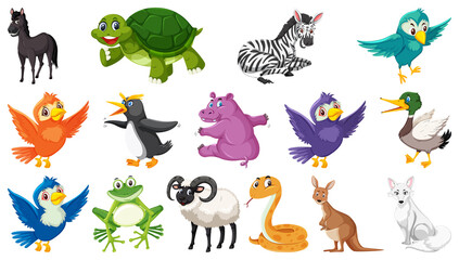 Set of isolated various animals
