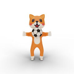 character corgi playing soccer