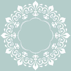 Elegant vintage round ornament in classic style. Abstract traditional white pattern with oriental elements. Classic vintage pattern