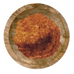 Watercolor dry clove powder in wooden bowl. Kitchen spices and herbs set.