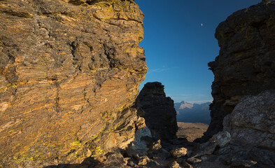 Long's Peak, rising moon