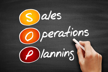 SOP - Sales and Operations Planning, acronym business concept on blackboard