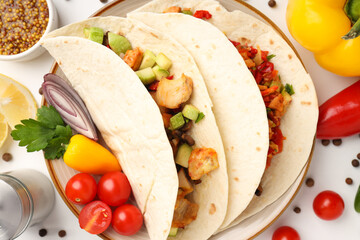 Concept of tasty food with taco close up