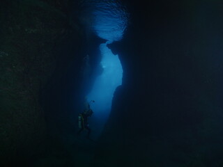 scuba diver photographer underwater taking photos blue ocean scenery of scubadiver with  hobby
