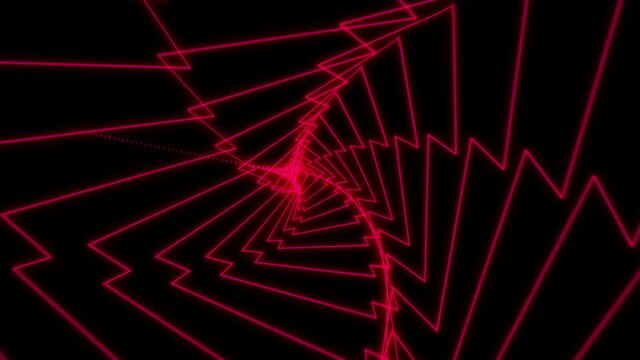 Abstract seamless looped animation of neon Christmas tree shape, glowing light tubes 80's like warp. Video animation Ultra HD 4K