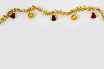 Christmas decorations on white background with space for text, happy holidays concepts