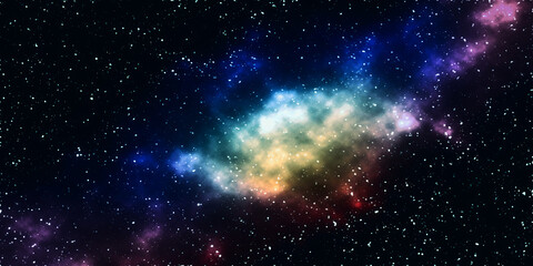 Ilustración del universo, mostrando una nebulosa de diferentes colores