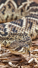 An eastern diamondback rattlesnake is venomous and becoming increasingly rare.