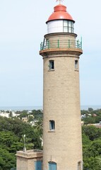 Mahabalipuram lighthouse and blue sky. Natural background