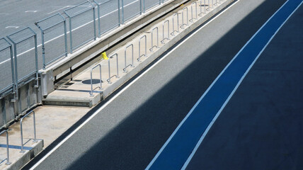 Race track pit stop lane.	