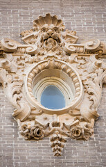 USA, Georgia, Savannah. Architectural detail on old Telegraph Building in historic district.