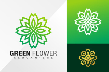 Nature Green Flower Logo Design Vector illustration template